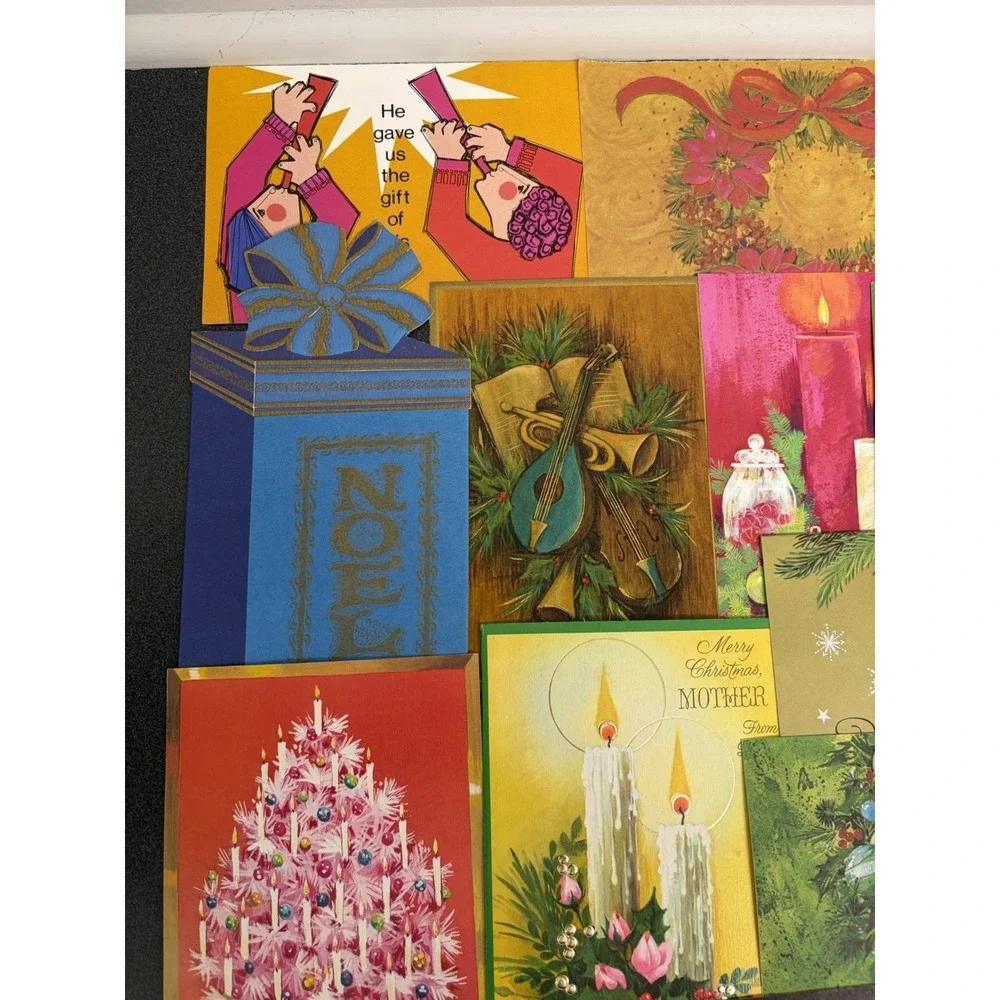 Vintage MCM Christmas Cards Fronts ONLY Mid Century Scrapbooking Crafts 50+